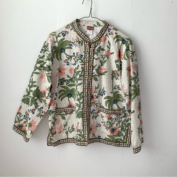 cotton twill flower printed jacket - Picture 7 of 8